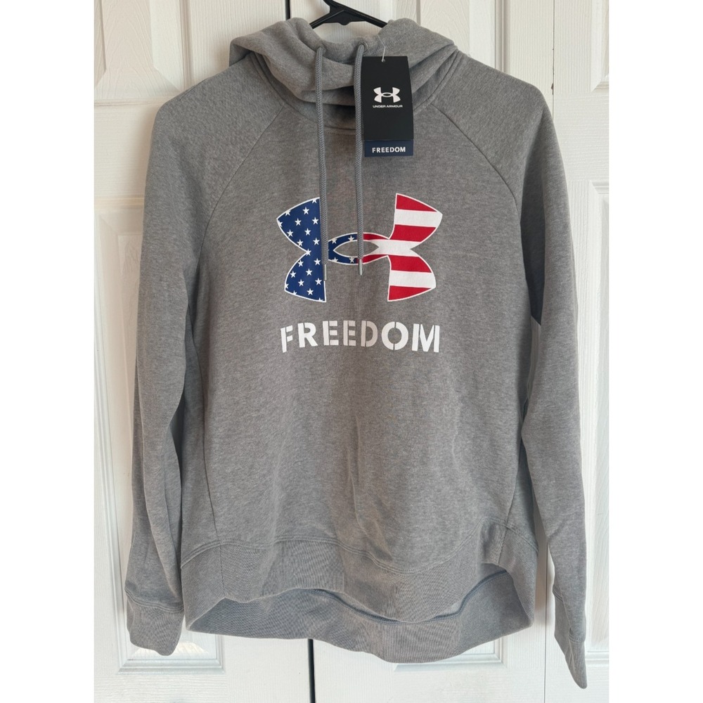 NEW Under Armour UA Freedom Logo Fav Hoodie Gray Women's Size Small 1370880-035